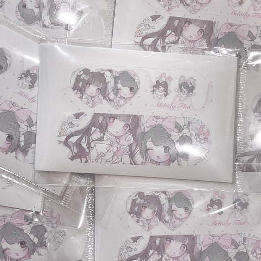 {curl cat} melody and flat bandaid sticker sheets