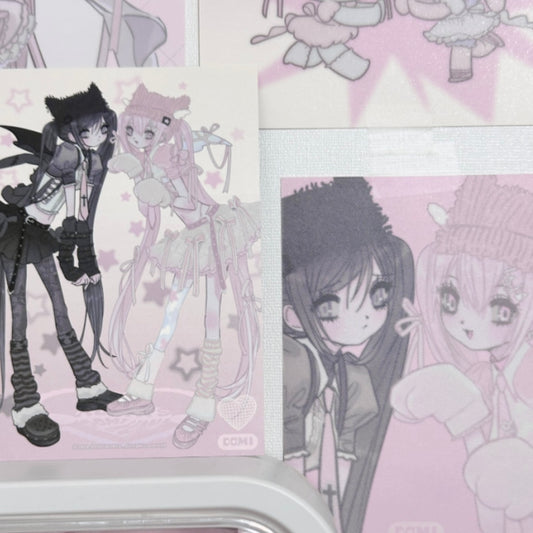 {domi world} black pink postcard