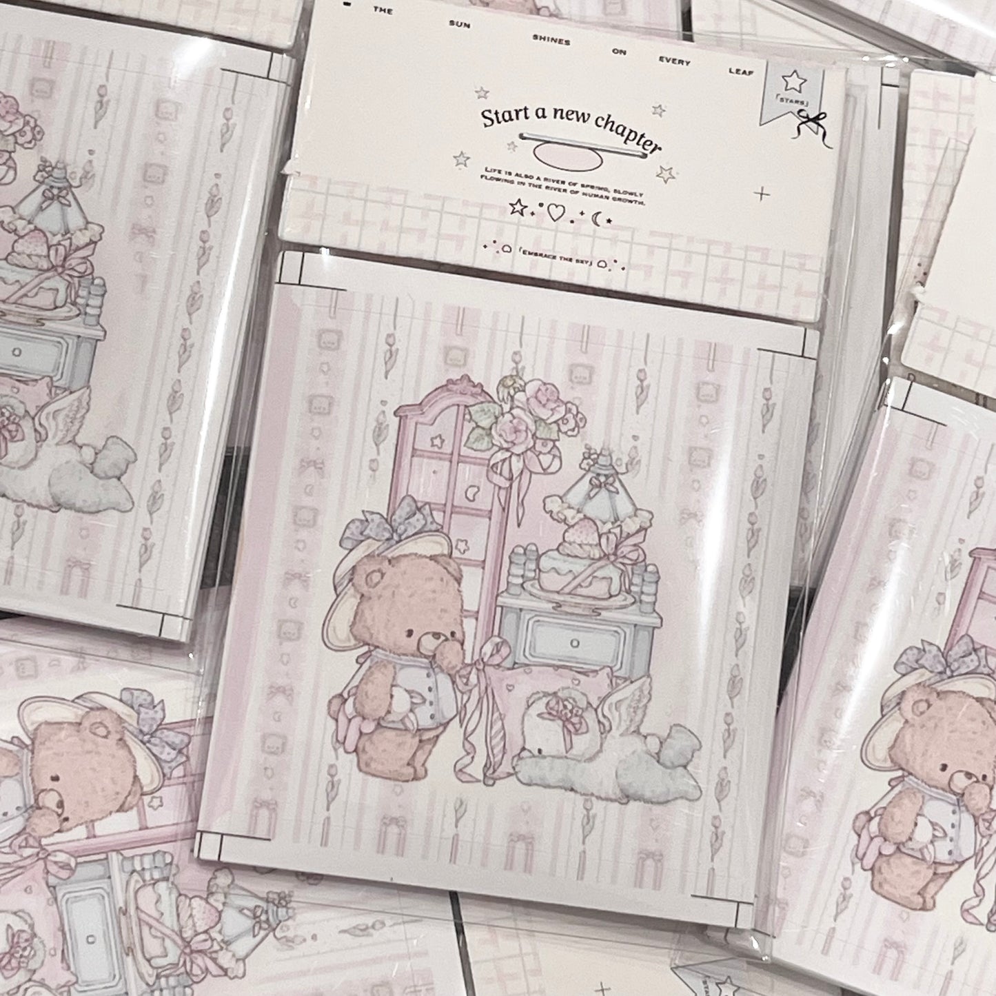 {girls dream} purple baby bear and kitten square sticker 10pc