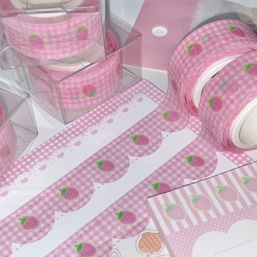 {wanso club} cutie strawberry glittery die cut tape