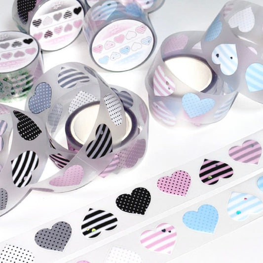{blackletter} stripe and dot heart kiss cut tape