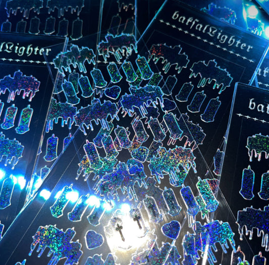 {baksal lighter} hologram goth candle