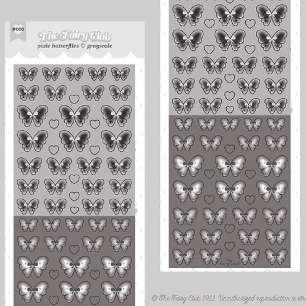{thefairyclub} black/grey pixie butterflies
