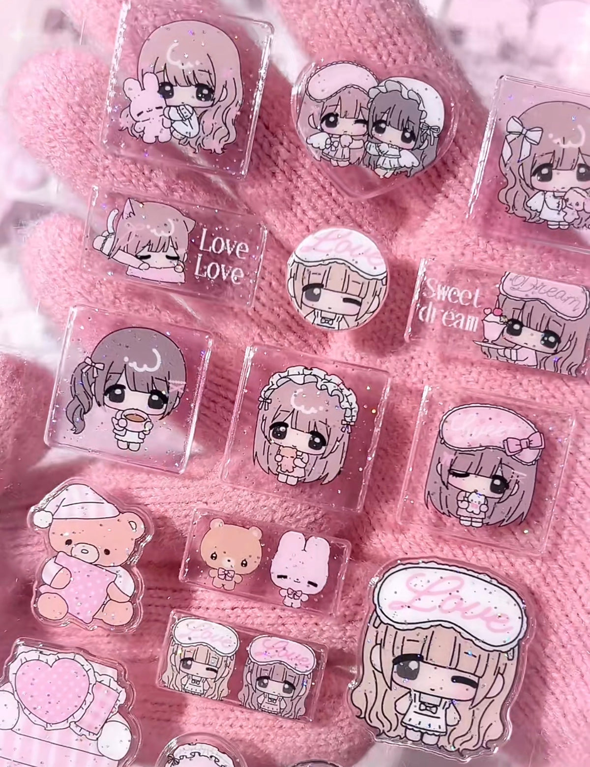 {strawberries & cig} glitter epoxy tiny daydream sticker collection