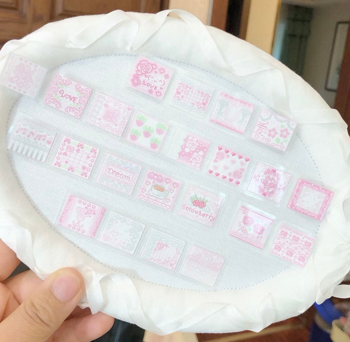 {DearDoris} strawberry pink frame pet tape