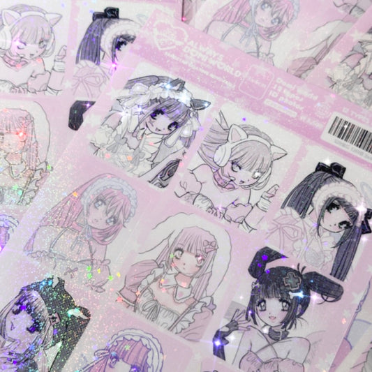 {domi world} 12 holographic id stickers