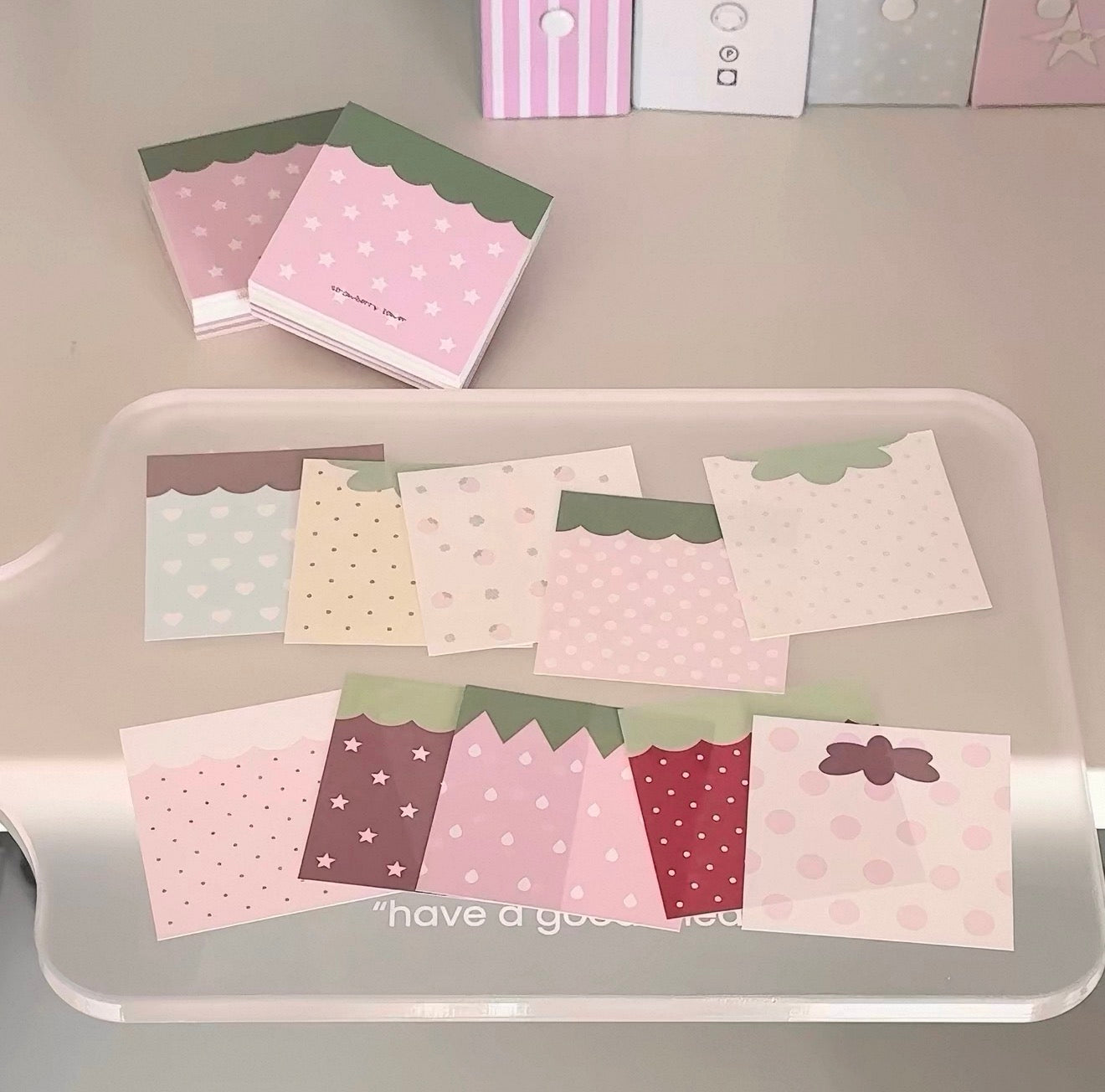 {ribbon shop} strawberry memo book