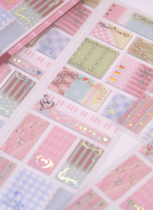 {pearly button} snowflake pattern tiles