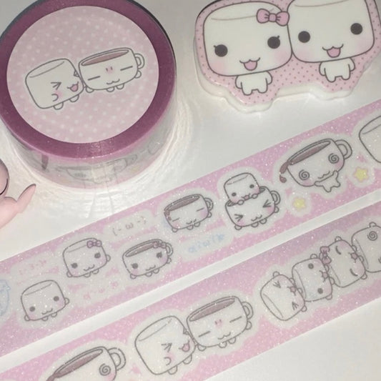 {wanso club} mashi and coco glittery kiss cut washi tape