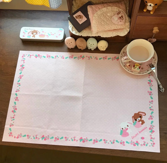 {homemade chestnut} strawberry sugarbunnies table cloth