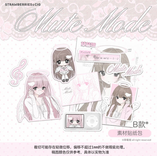 {strawberries & cig} mute mode sticker set b