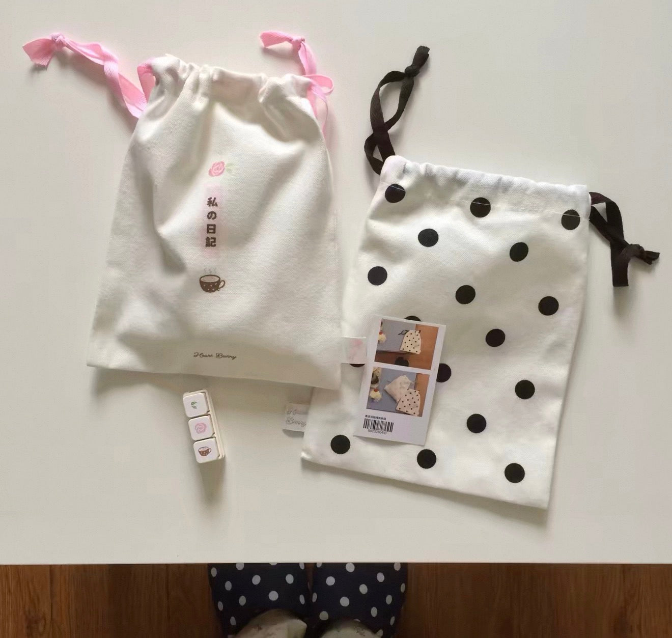 {heart bunny} drawstring pouch