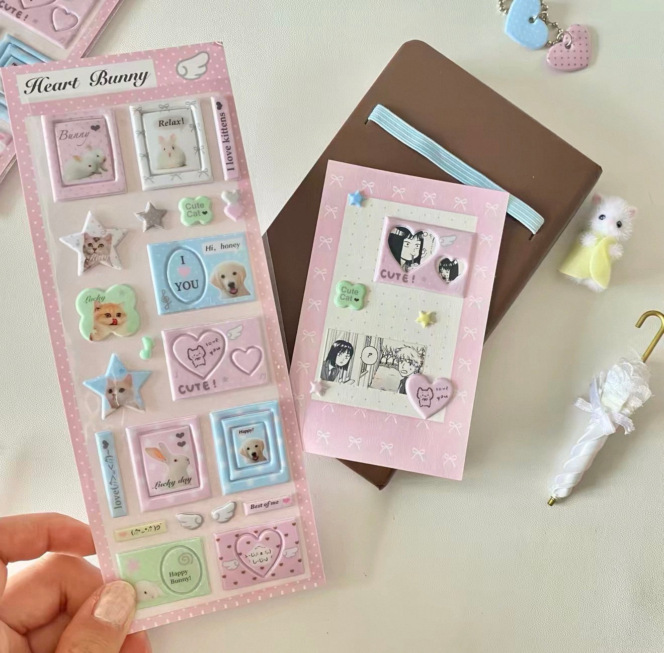 {heart bunny} puffy animal frames
