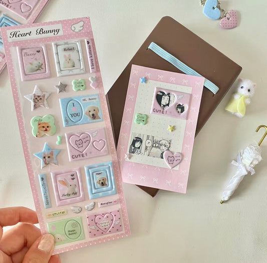 {heart bunny} puffy animal frames