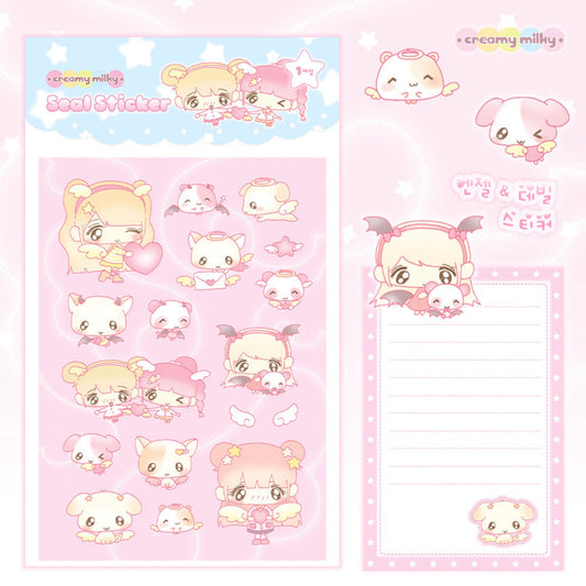 {creamy milky} angel and devil sticker