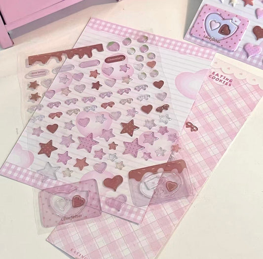 {eating cookies} chocolate stars and hearts sticker