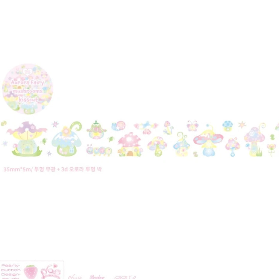 {pearly button} aurora fairy mushrooms kiss cut tape