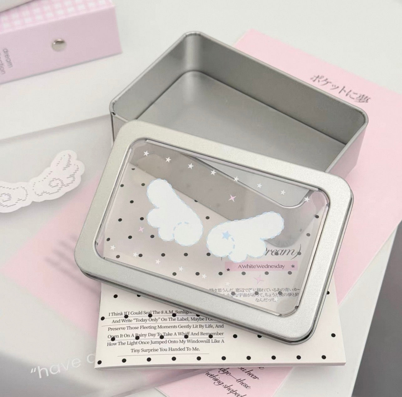 {ribbon shop} winged window tin box