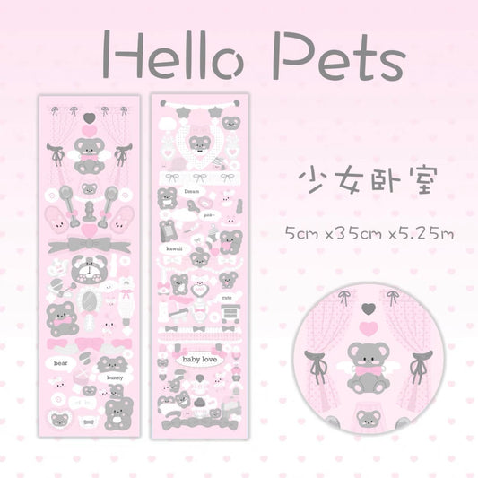 {HELLO PETS} girls bedroom sticker roll