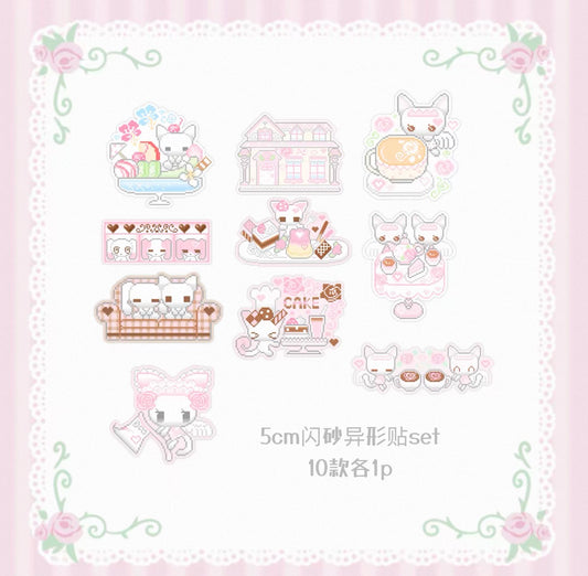 {DearDoris} cute pixel glittery card set