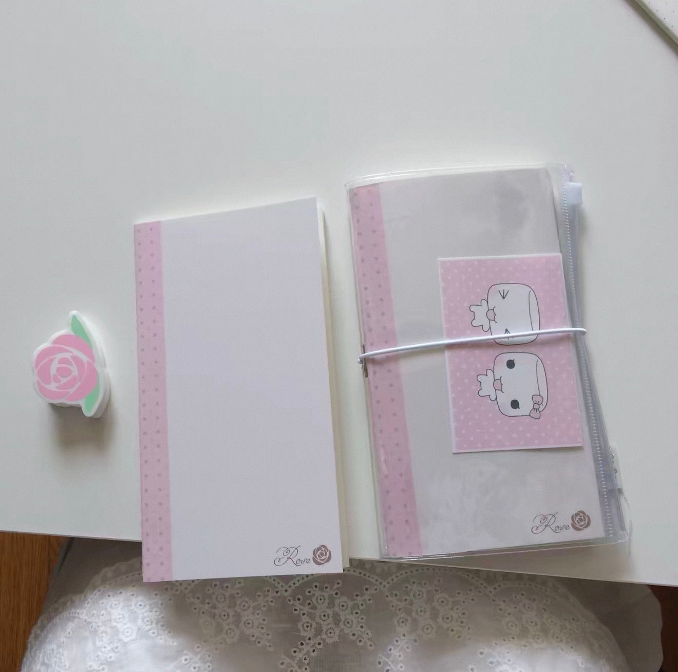 {heart bunny} rose a6 little notebook