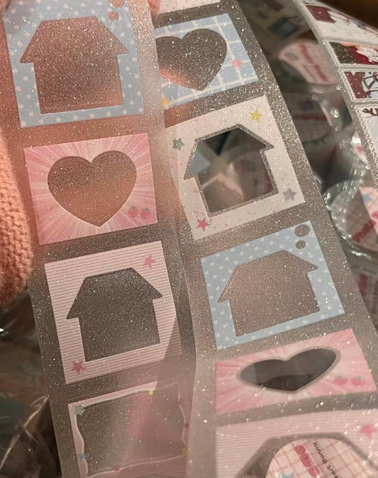 {heart bunny} glittery pet frames kiss cut tape