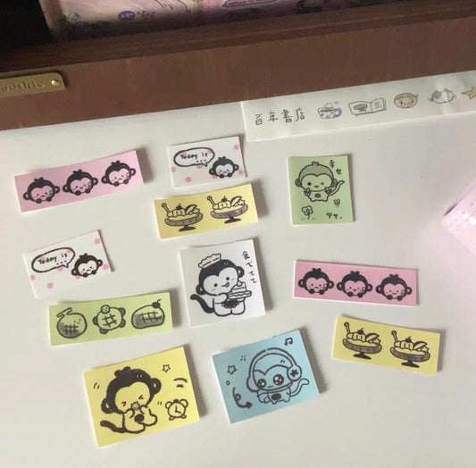 {heart bunny} monkey tag sticker pack