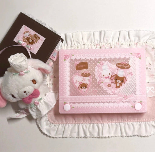 {homemade chestnut} sugarbunnies pink rose lace pocket storage file