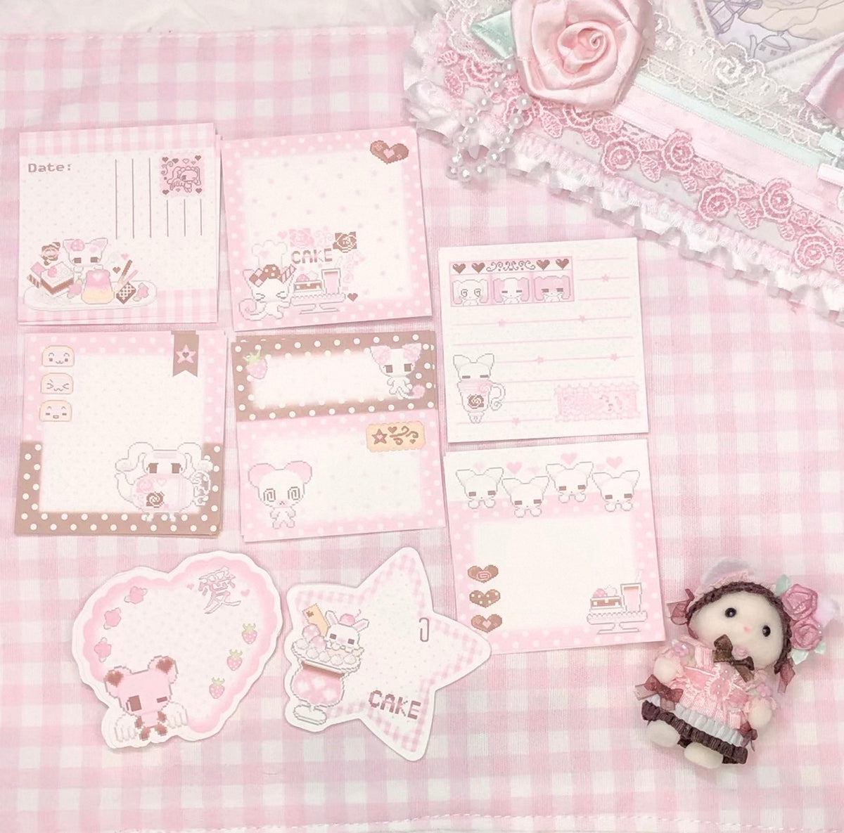 {DearDoris} cute pixel berry chocolate memo set