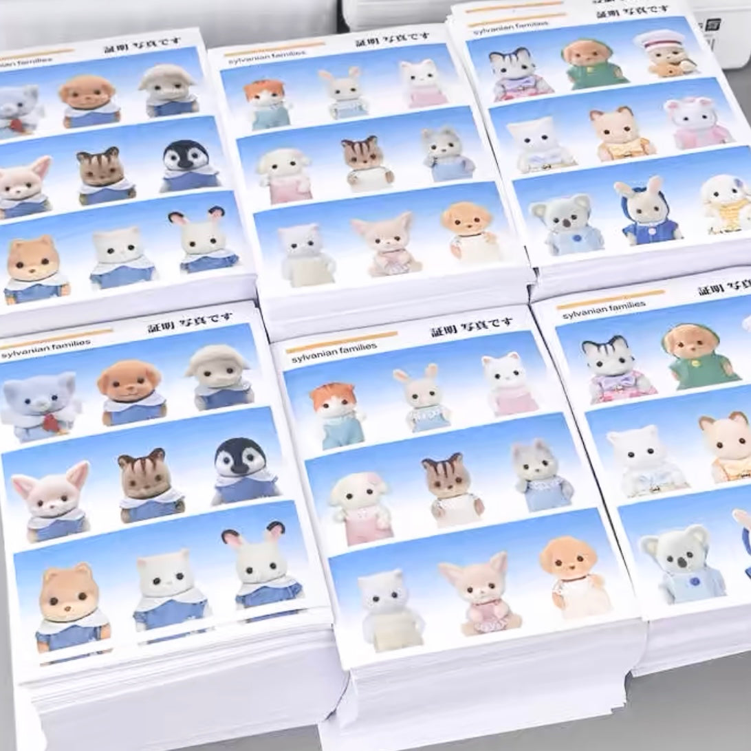 {moon bear} sylvanian families square sticker set