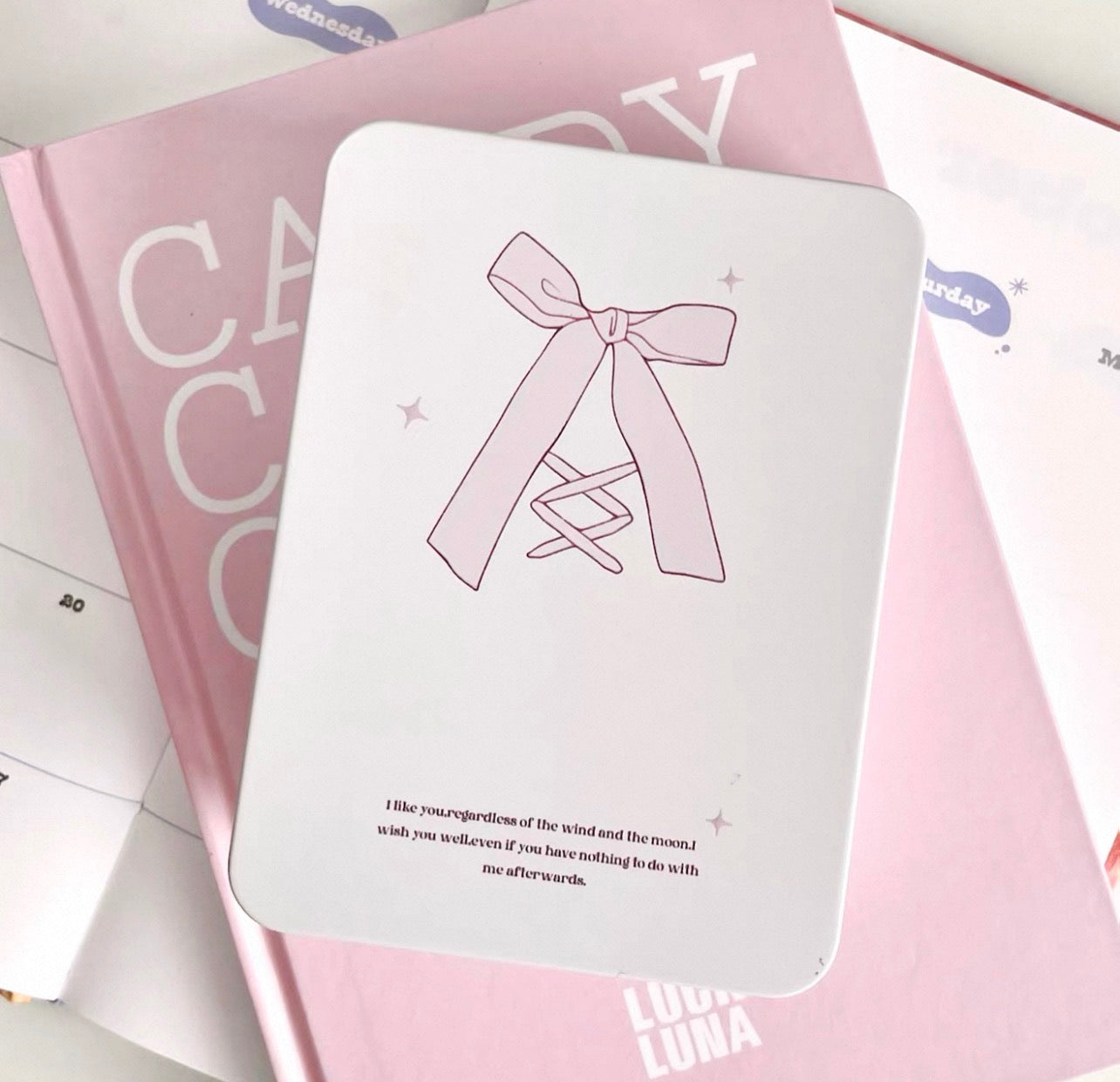 {ribbon shop} pink ribbon tin box