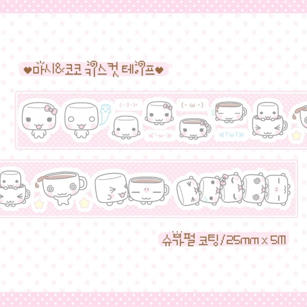 {wanso club} mashi and coco glittery kiss cut washi tape