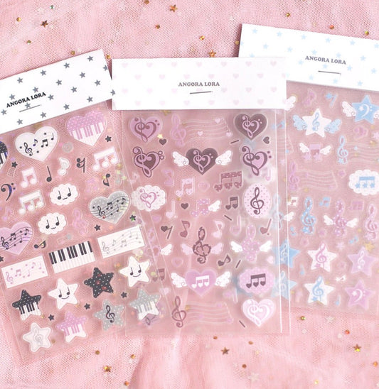 {angora lora} transparent music notes and hearts
