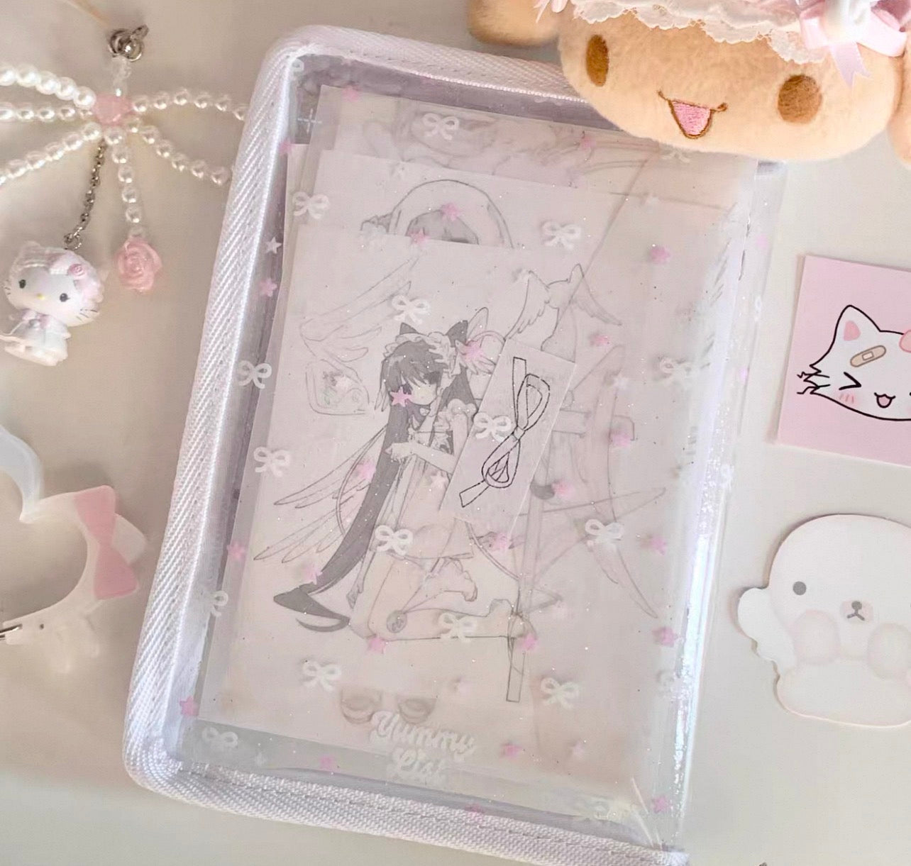 {yummylist} a6 glitter stars and bows zipper file