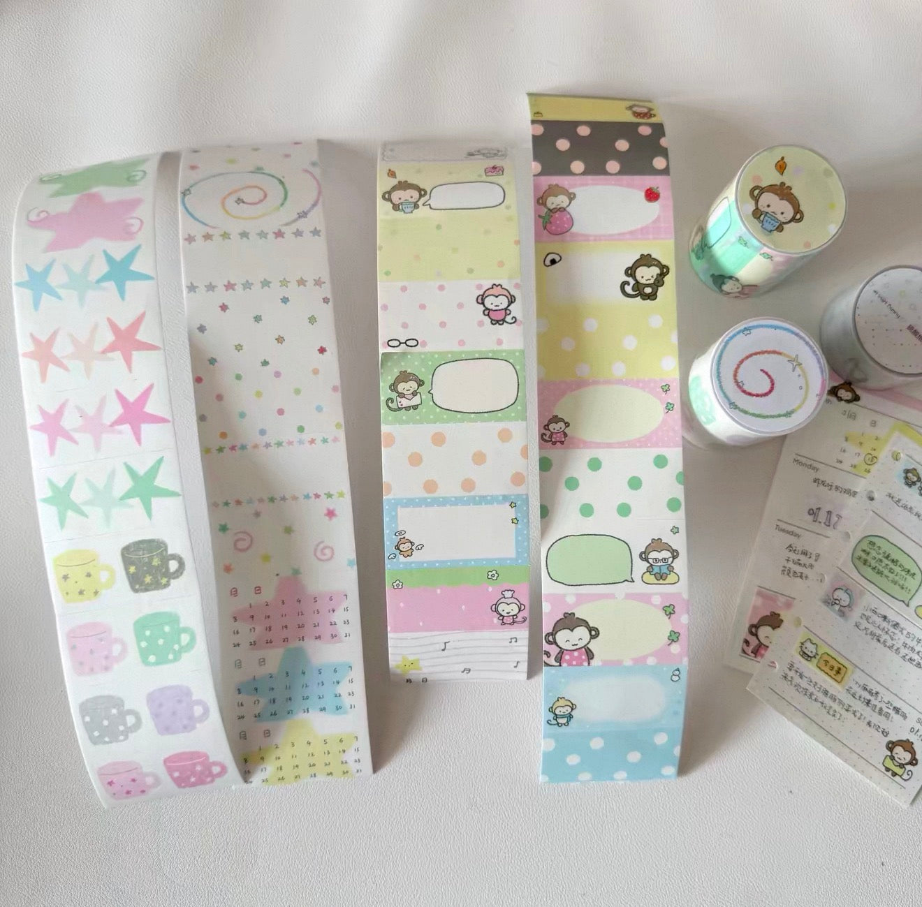 {heart bunny} monkey and star theme kiss cut tape