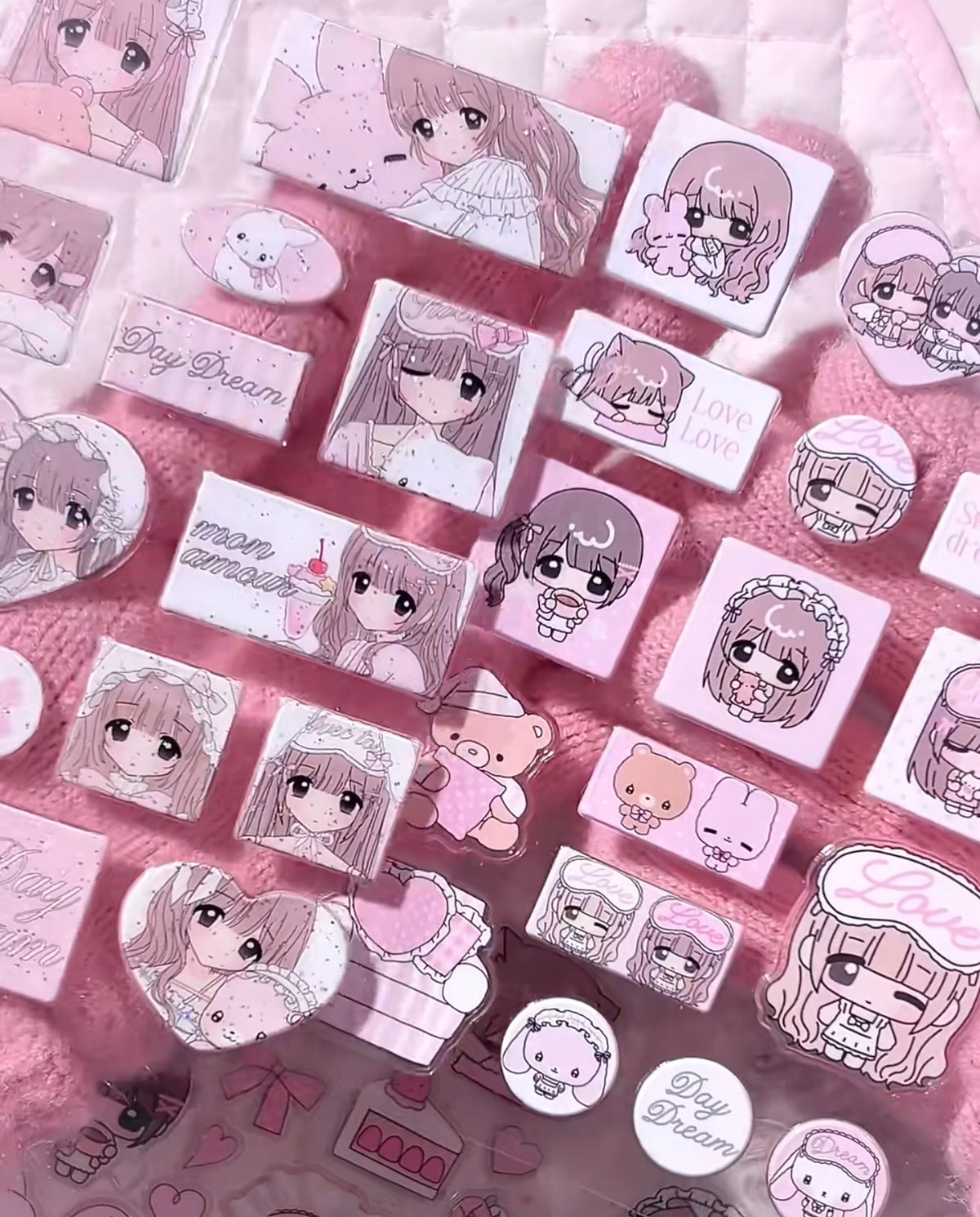 {strawberries & cig} glitter epoxy tiny daydream sticker collection