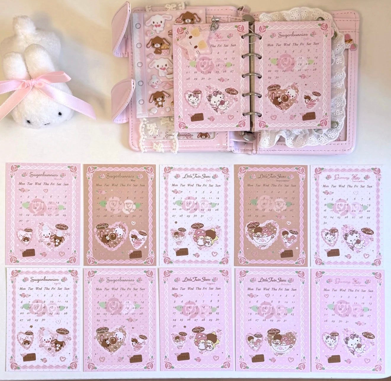 {homemade chestnut} rosy frosting m5 monthly calendar card set