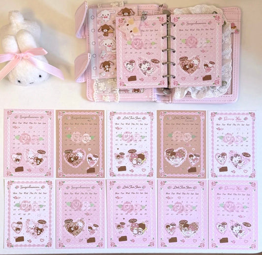 {homemade chestnut} rosy frosting m5 monthly calendar card set