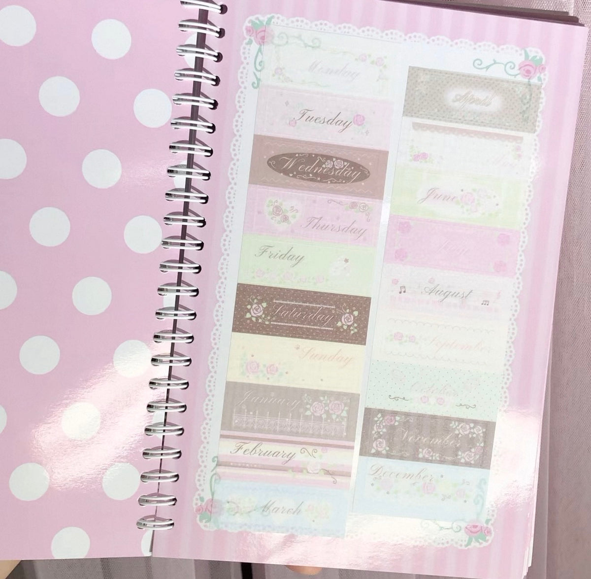 {DearDoris} rosey week/month label kiss cut tape