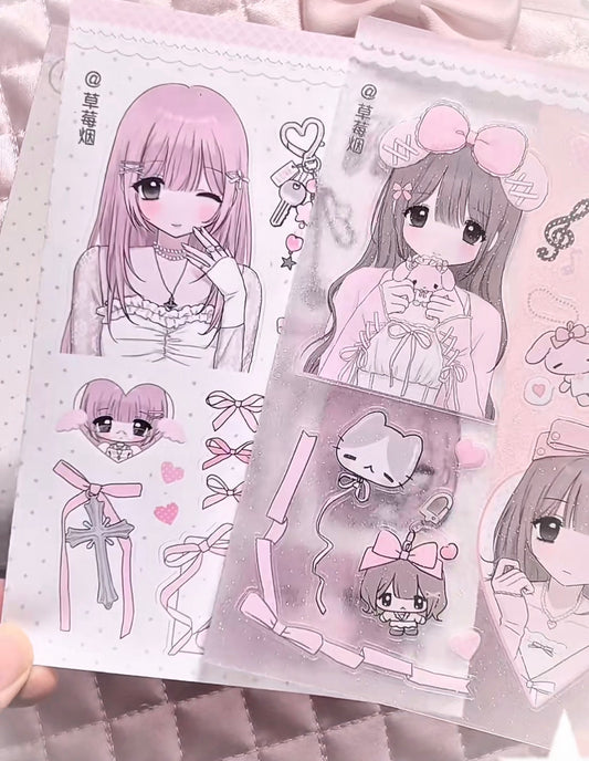 {strawberries & cig} ribbon love sticker collection