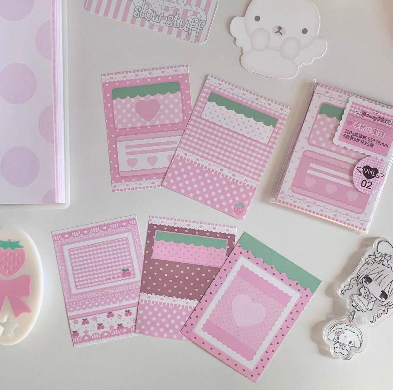 {yummylist} strawberry chocolate note set