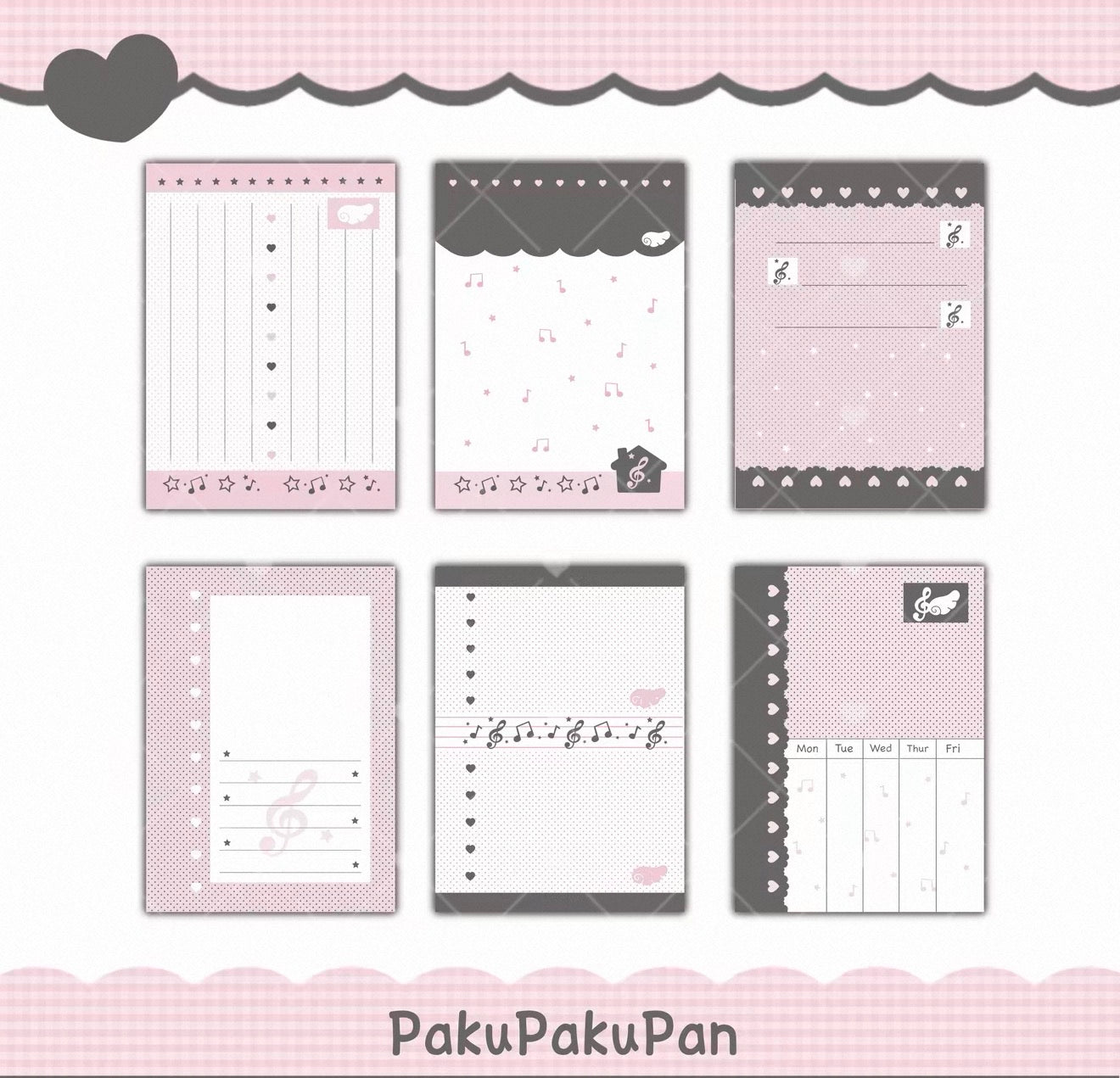 {pakupaku} m5 pink and black notes refill set