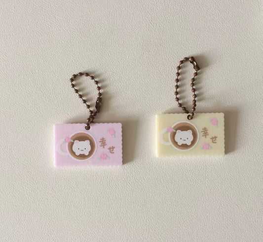 {heart bunny} rose tea pink/yellow keychain