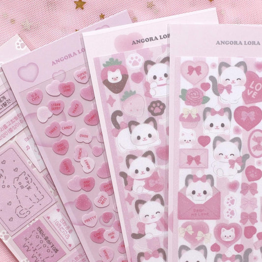 {angora lora} pink cat stickers