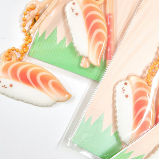 {pearly button} salmon sushi mallang keyring