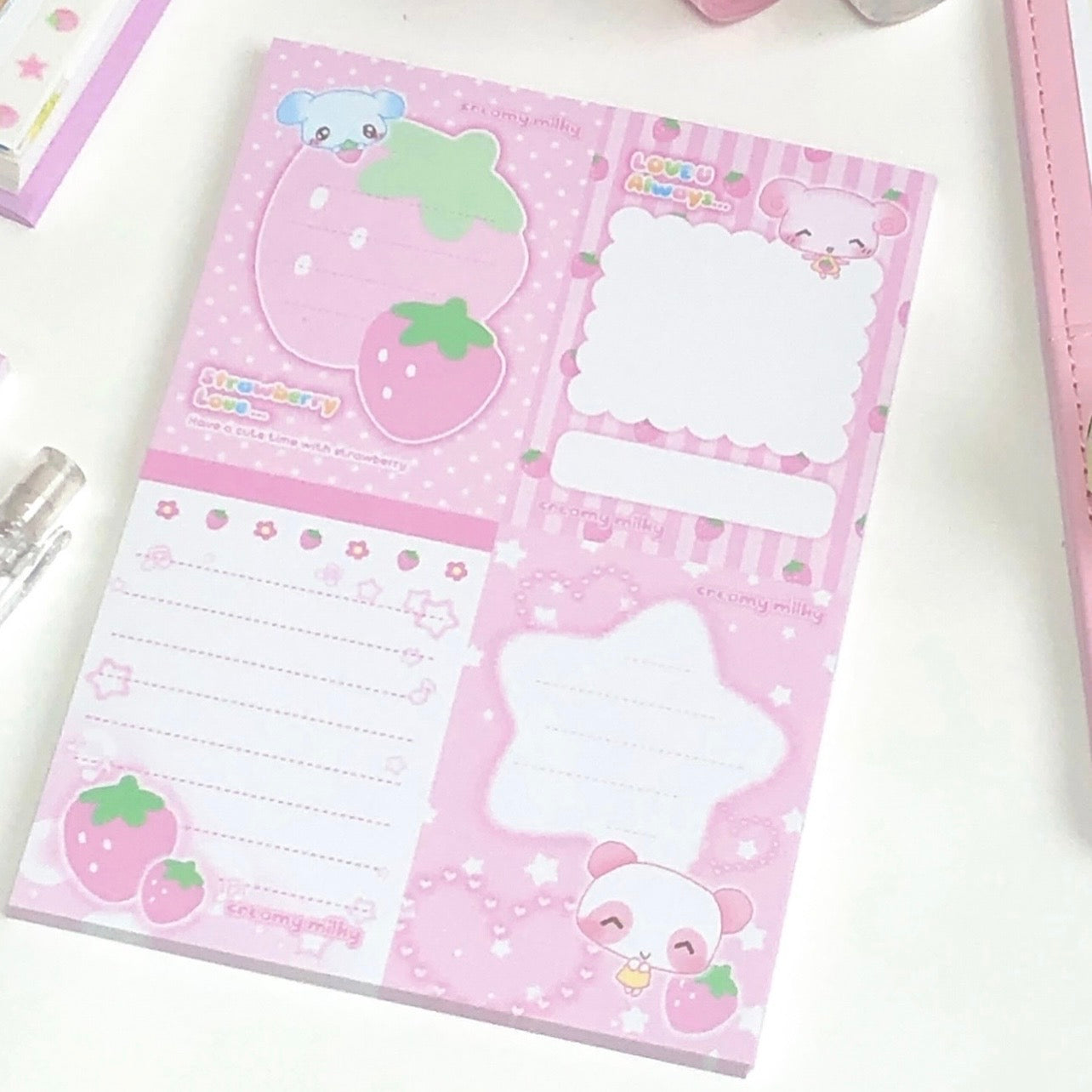 {creamy milky} strawberry friends large memo pad