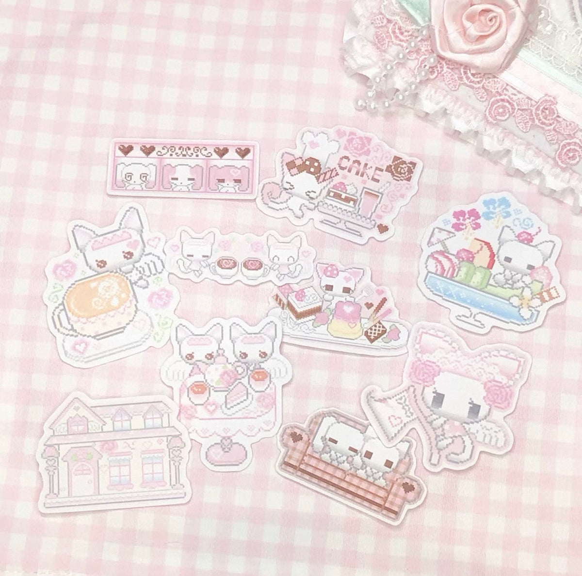 {DearDoris} cute pixel glittery card set