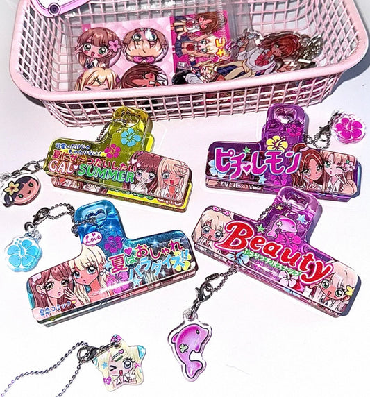 {sanwenmao} hawaiian glitter epoxy clip (2 types pink)