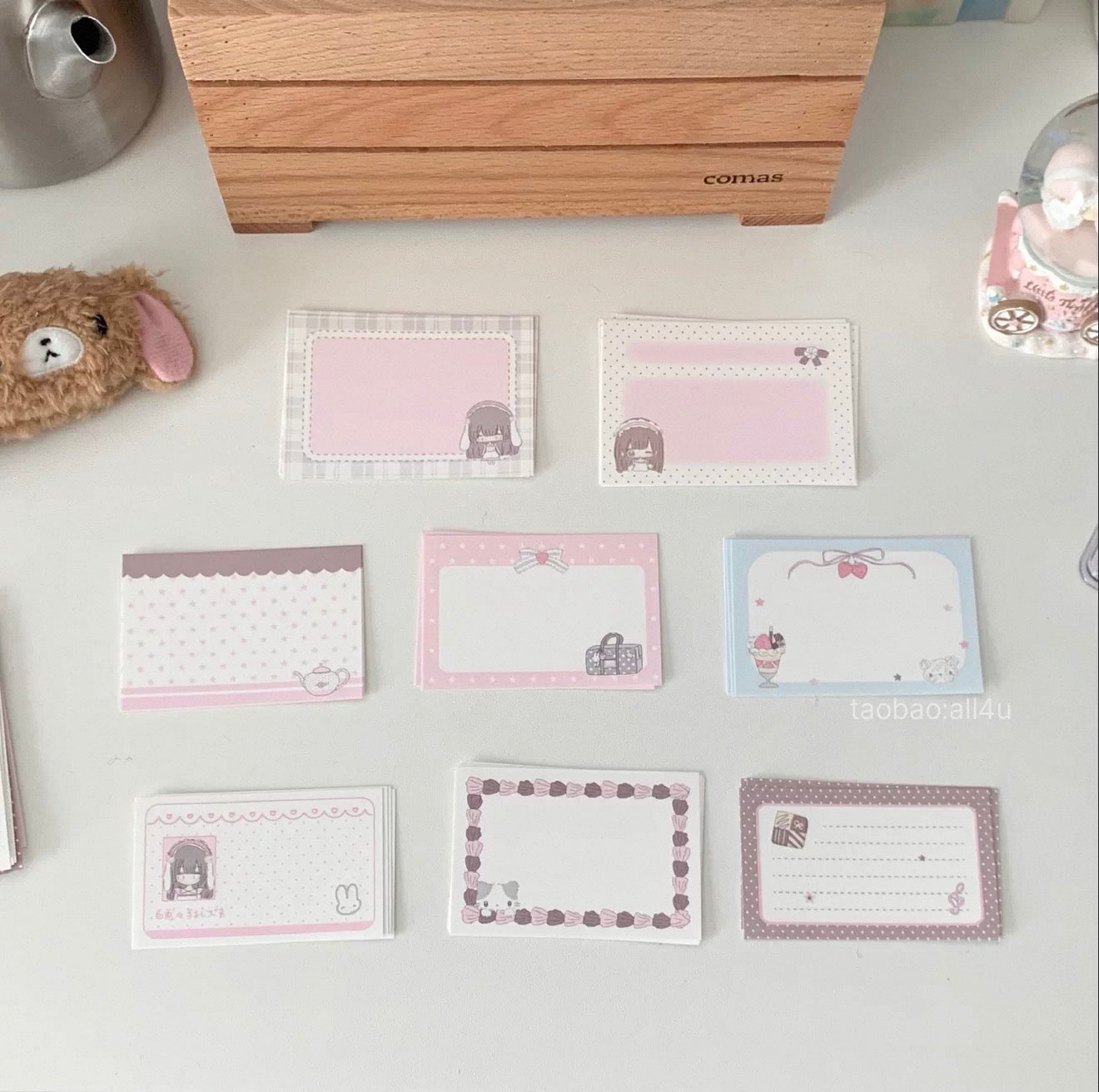 {all4u} strawberry love letter memo pack