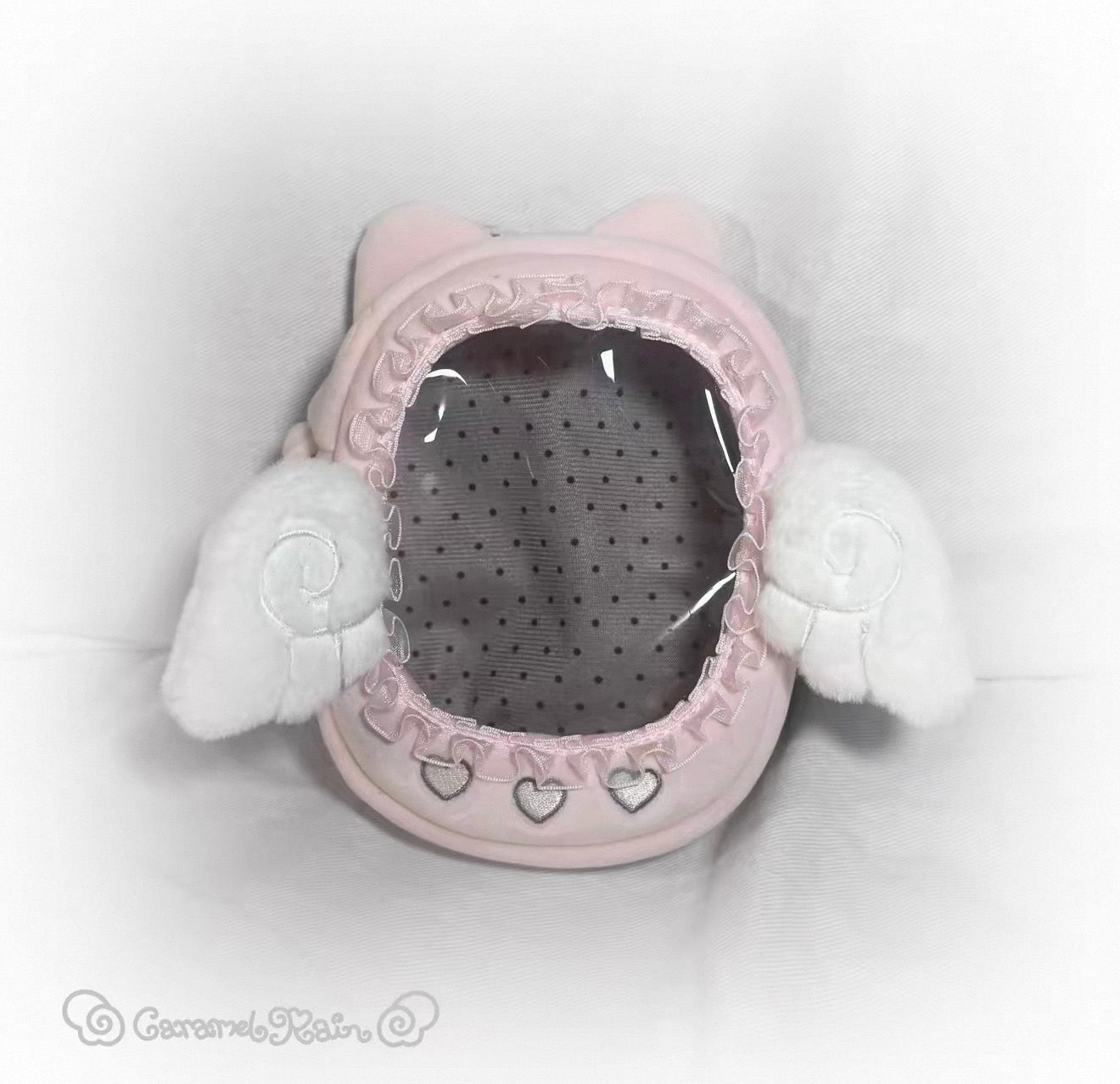 {caramel rain} angel cat baby lace plush bag